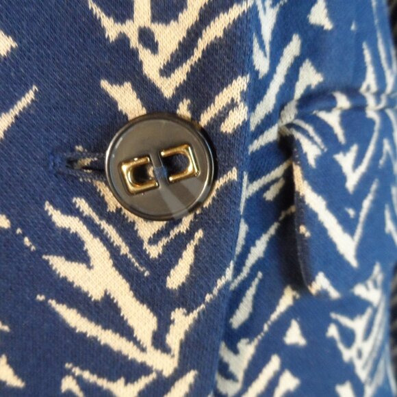 New Diane Von Furstenberg Blue/Beige Print Knit Skirt & Coat Suit Size 00 - Picture 6 of 16
